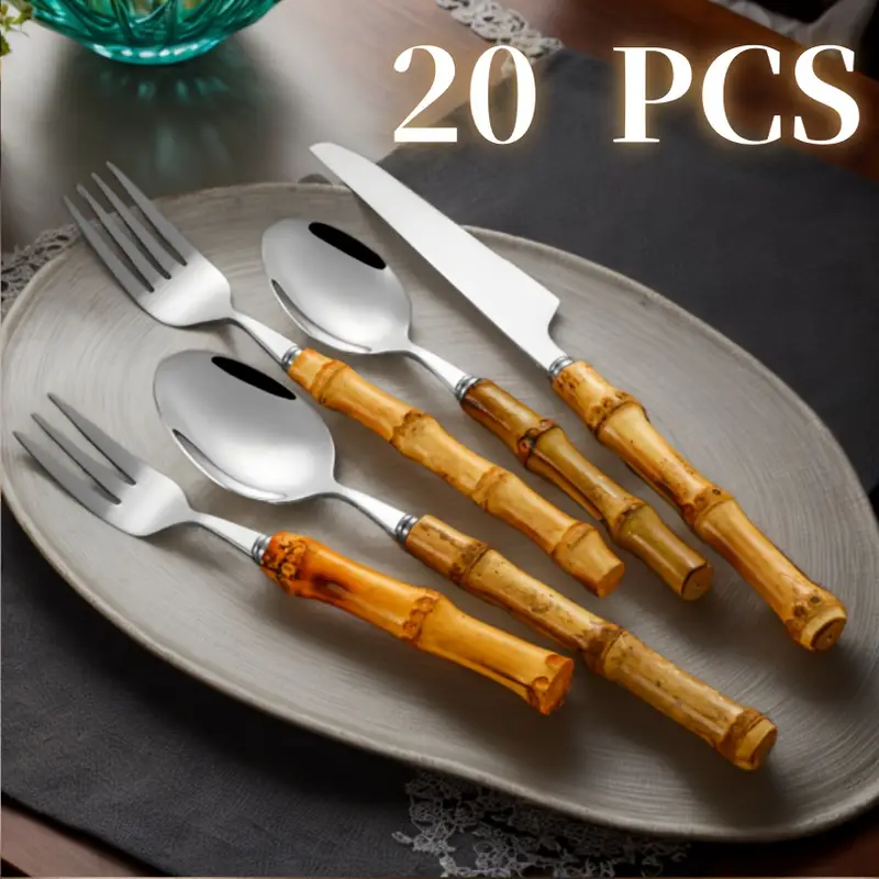 20pcs stainless steel tableware set polished dinnerware set outdoor daily use and parties family dining and restaurants dishwasher safe suitable for put in dishwasher safe ideal gift Product details 2