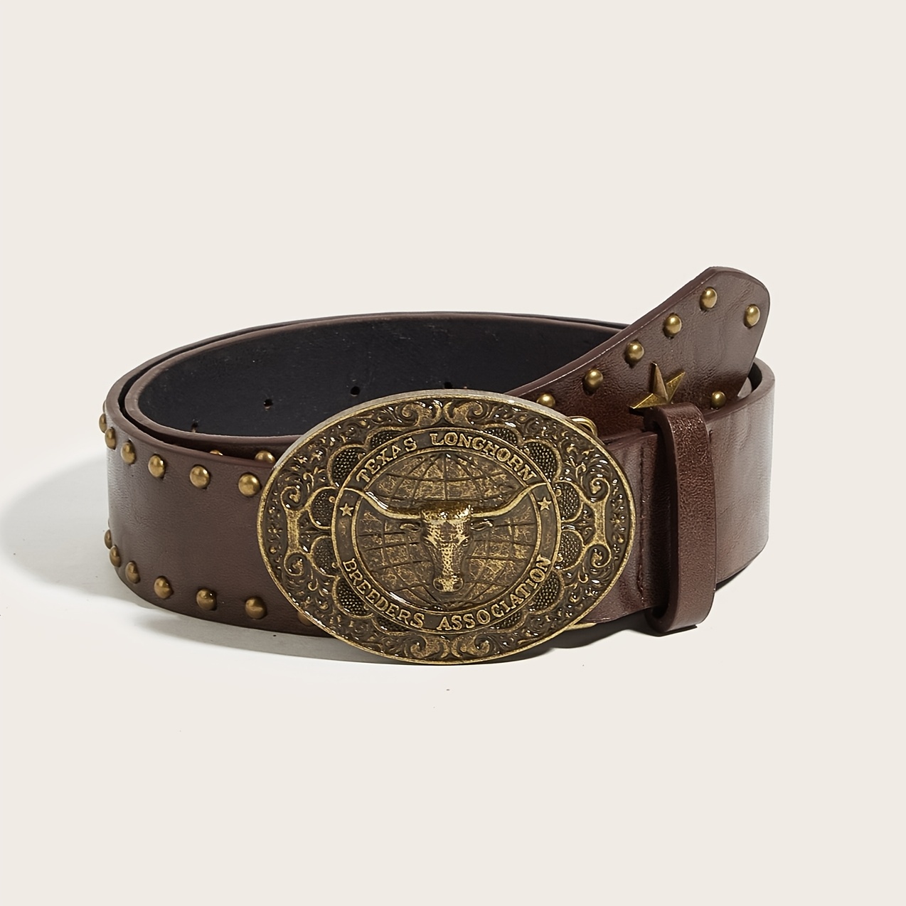 TEMU 1pc Women's Vintage Animal Belt, Classic Accessory, Versatile Belt With Heavy-handmade Rivet , Suitable For Commuting, Vacation, And Casual Wear
