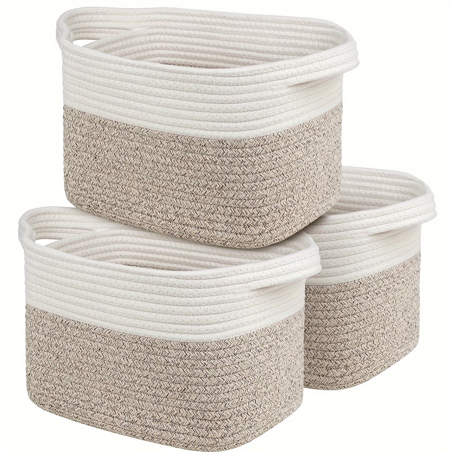 

Cotton Rope Basket, Storage Baskets For Organizing - Woven Basket For Baby Products, Clothes, Towels, Books And Toys (13.4" X 8" X 9" )