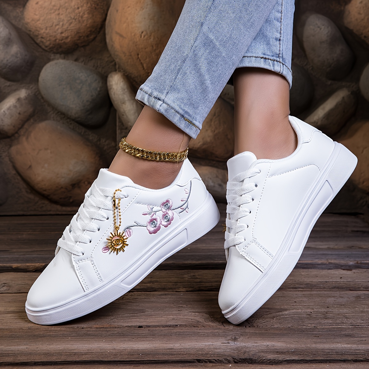 zapatillas mujer bordadas flores zapatillas lona corte Temu Ecuador