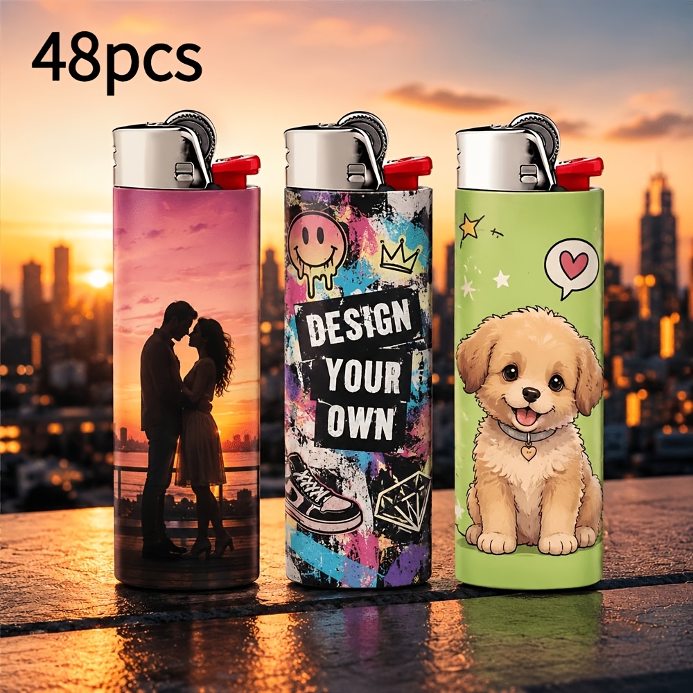 TEMU 24/48pcs Customizable Personalized Lighter Stickers, Available In Multiple Quantities, Suitable For Various Holidays Such As Valentine's Day,