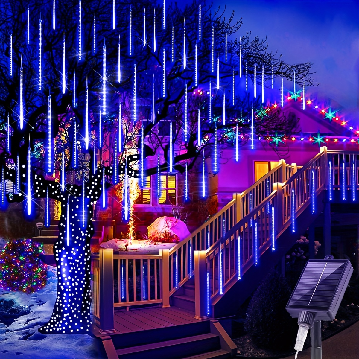 1 lot de guirlandes lumineuses décoratives Pluie de météores solaires