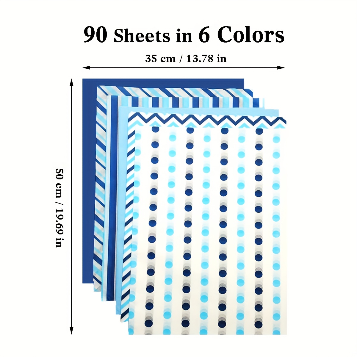 TEMU 90pcs Paper Loose, 35cm X 50cm, Blue And ; Blue And ; Blue And White Polka Dots; Gift Bag Paper, Valentine's Day 's Day Easter Halloween