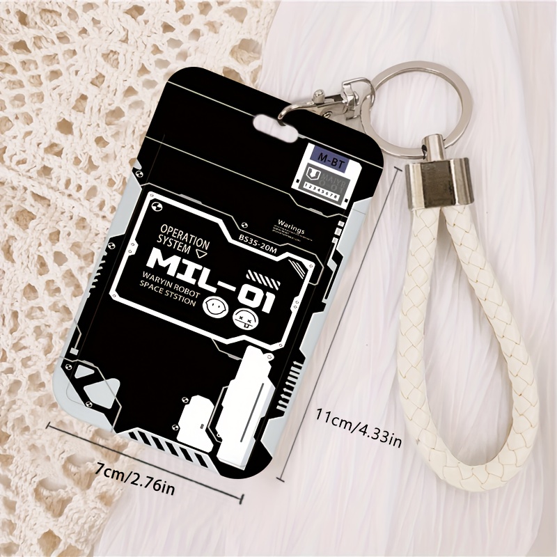 TEMU 2d Robot Os Interface Id Card Holder And Keychain Lanyard, Plastic Card Protection Case. Suitable For Doctors, Nurses, Students, Staff Id, Bank
