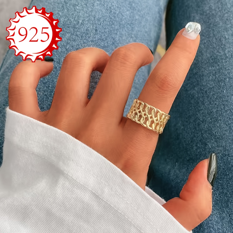 925 Silver Hollow Weave Cross Ring - Stylish Index Finger or Tail Ring