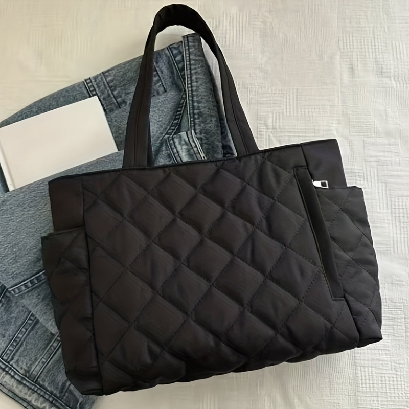 TEMU Large-capacity Shoulder Bag, -pattern Stitching Handbag, Multi-pocket Shoulder Bag-handbag, Suitable For Casual