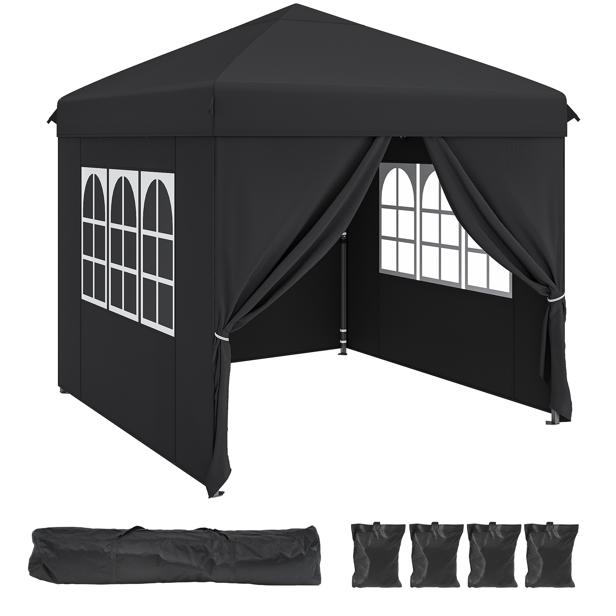 2. 5x2. 5m Pop Up Gazebo With , Height Adjustable Folding For Outdoor Parties, Camping, Markets And Festivals