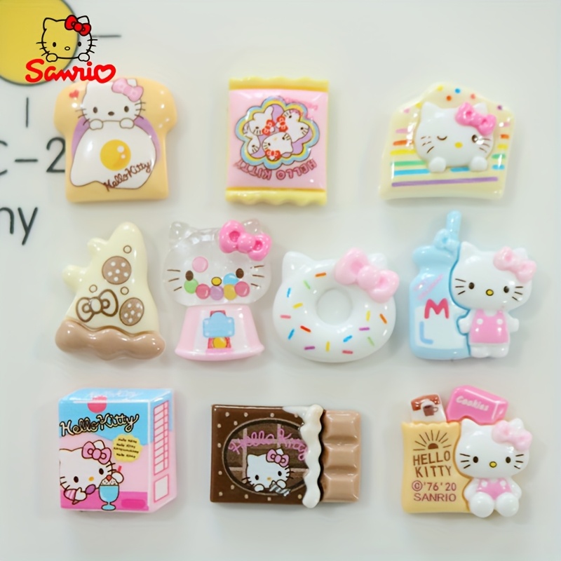 

10pcs Sanrio Mini Kawaii Hanging Set Hello Kitty, Resin Ornaments For Scrapbooking, , Hairpin Party Decorations