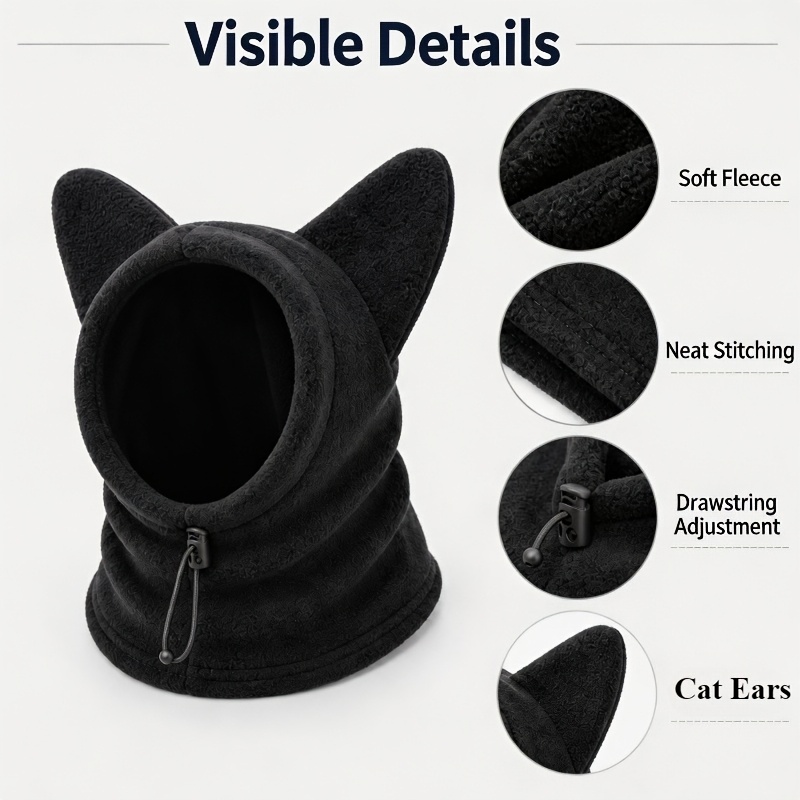 TEMU Chapeau pour chien à oreilles de chat réglable avec bonnet doux pour le cou et chaud - Convient aux chiens de petite/moyenne taille, collier