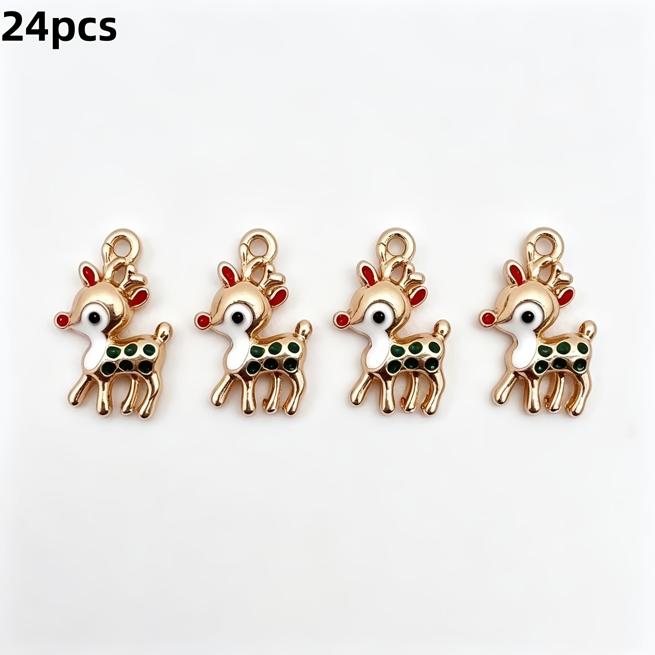 Image of 24pcs New High-quality Alloy Christmas Reindeer Pendants, Suitable For Making, Perfect For Earrings, Necklaces, And Bag Accessories. A Gift For . Christmas