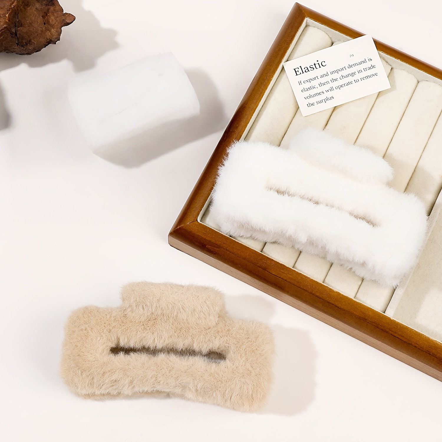 TEMU 2pcs Of Fluffy Hair Claw Clip Square Hairpin Hair Styling Cute Shark Clip Advanced Plush Hair Clip