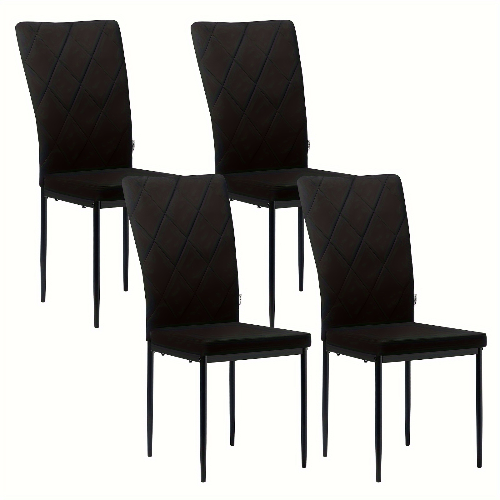 Lot De 4 Chaises De Salle à Manger EUGAD - Velours Gris, Pieds Métal, Dossier Rembourré