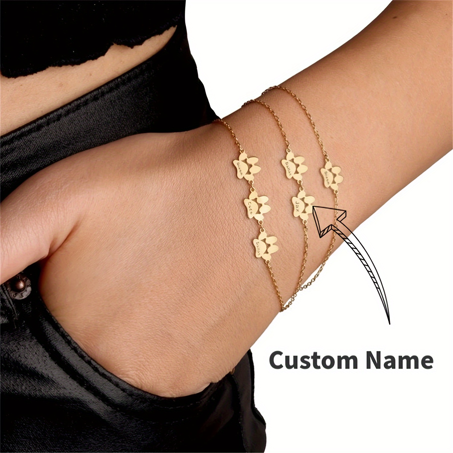 

Engraved Cat And Dog Paw Stainless Steel Bracelet For And -, No , Suitable, Unique - Personalized