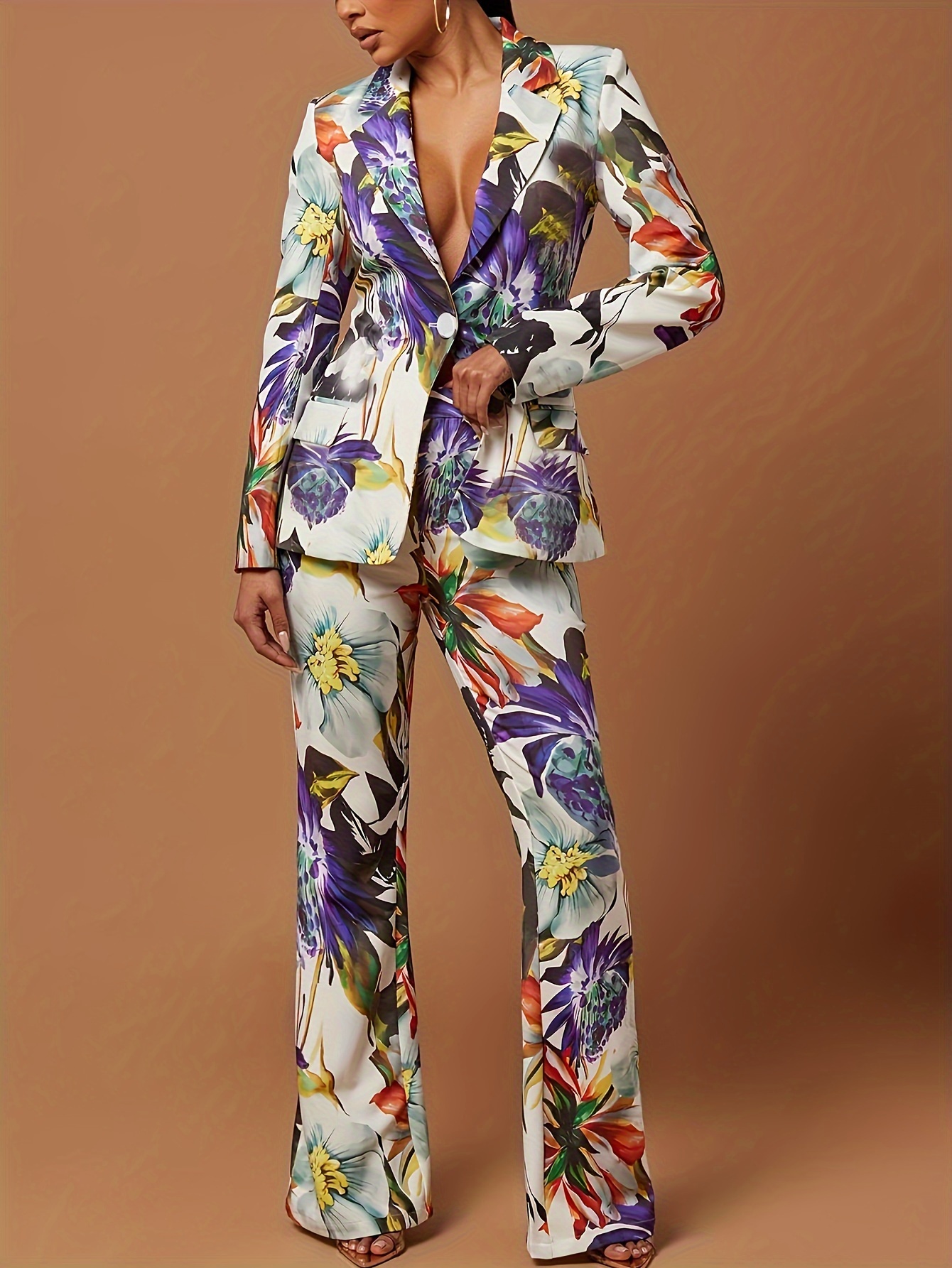 Floral Print Button Shirt Elegant Long Sleeve Lapel Shirt - Australia