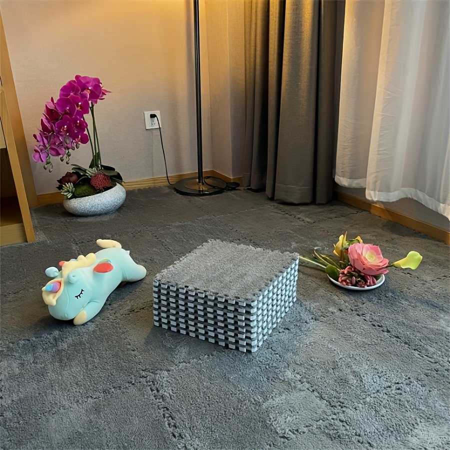 10pcs, Interlocking Mat Mats For Bedroom And Living Room Full Coverage Floor Pads Washable Cuttable Fluffy Tatami Mat, 11.8*11. 8-inch