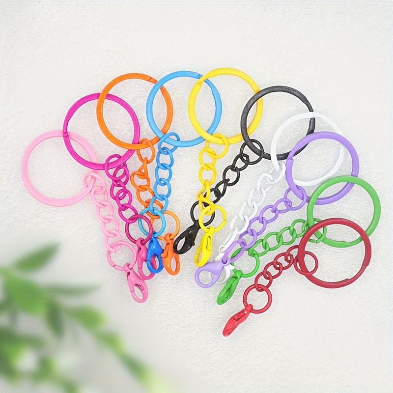 

10pcs/pack Colorful Keychain Rings With Lobster Clasps, Assorted Sizes For Key Rings, Charms, Crafts Diy Making