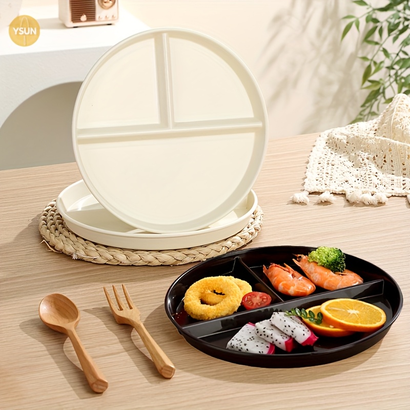 2 3 5 8pcs 3 divisions sectioned plastic round dinner plates