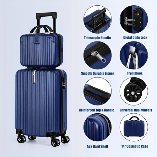 1pc/2pcs Suitcase Set Boarding Luggage Bag, 20inch Satchel Suitcase And 14inch Handbag Can Be Worn Diagonally Across The Trolley Case, with Wheels, Multi-Color Suitcase, for Office