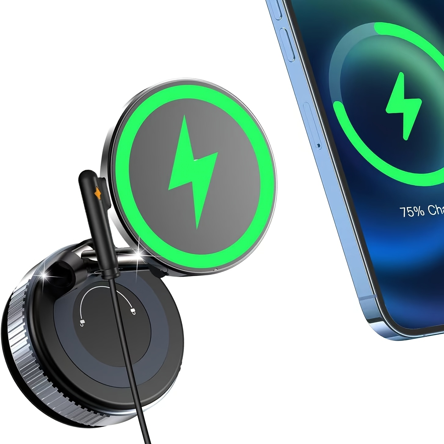 TEMU Wireless Car Charger, 15w Magnetic Fast-charging Car Phone Holder, The Suction Cup Is Stable And Won't Fall Off, Adjusted , Car Phone Holder