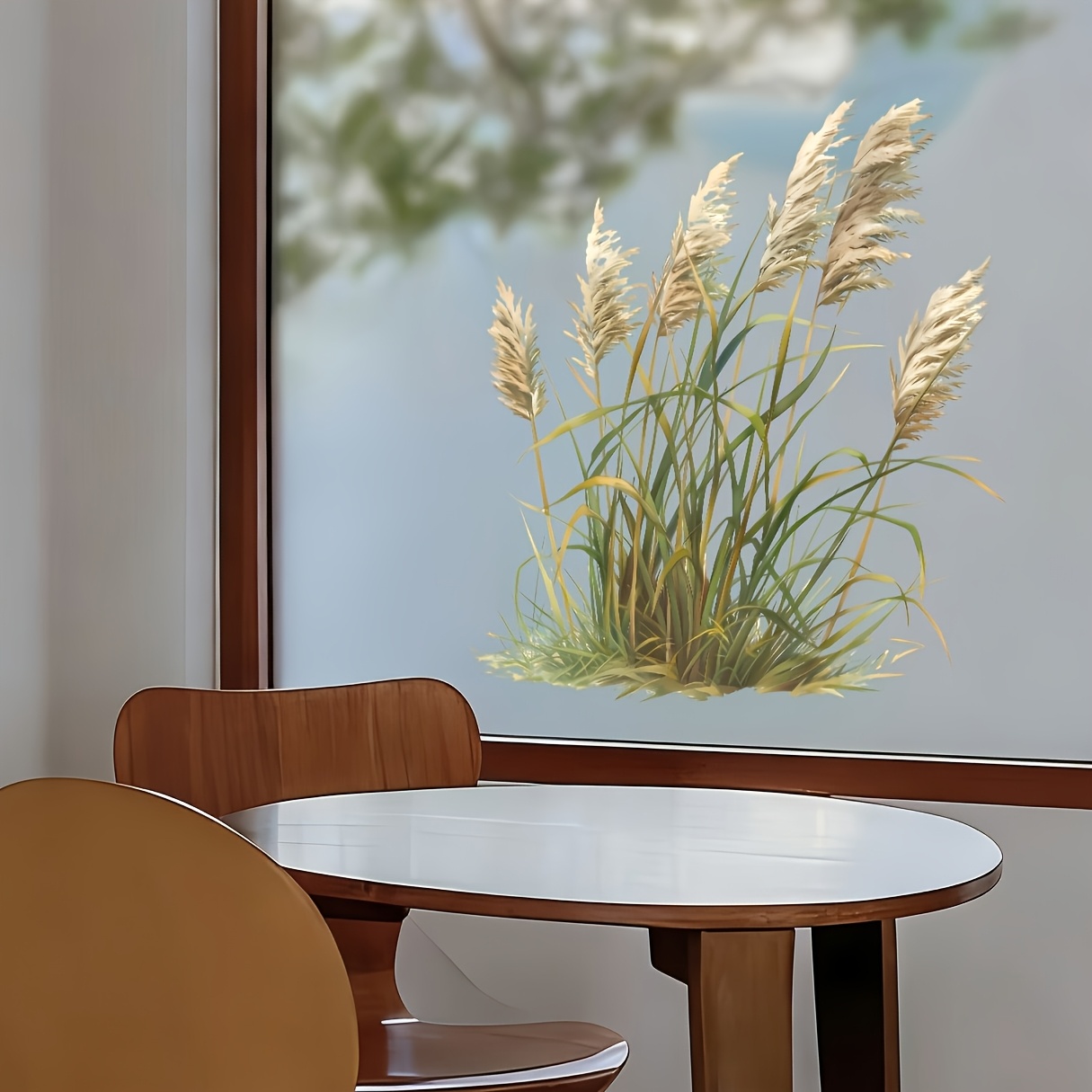 2d Flat - 2d Flat - 2d Flat Printing, Autumn Reed Thicket/electrostatic Stickers For Natural And Fresh Home/holiday Decoration, Suitable For Bathroom Doors/glass Windows, Removable Without
