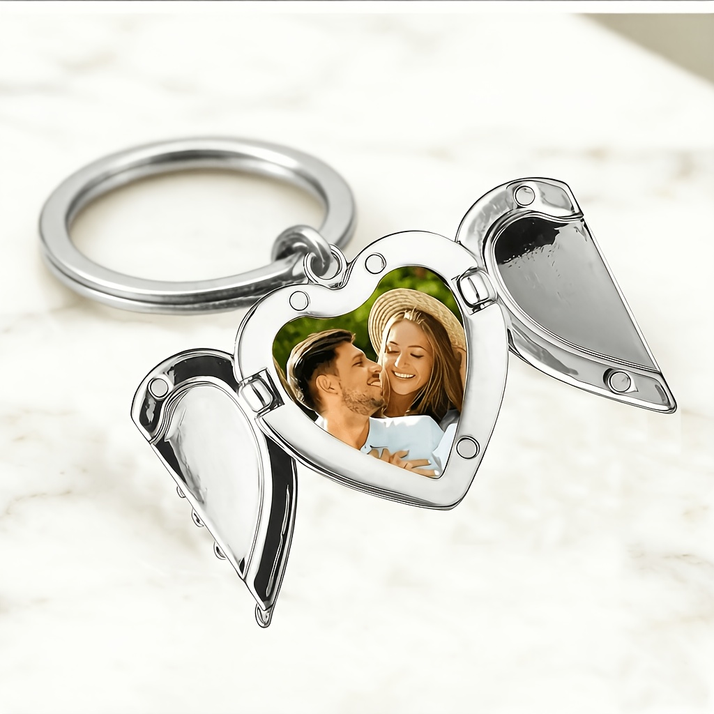 Image of Personalized Photo Pendant Keychain, Elegant Photo Keychain, Photo Memorial Keychain With , Couple Keychain, Perfect Gift For Relatives