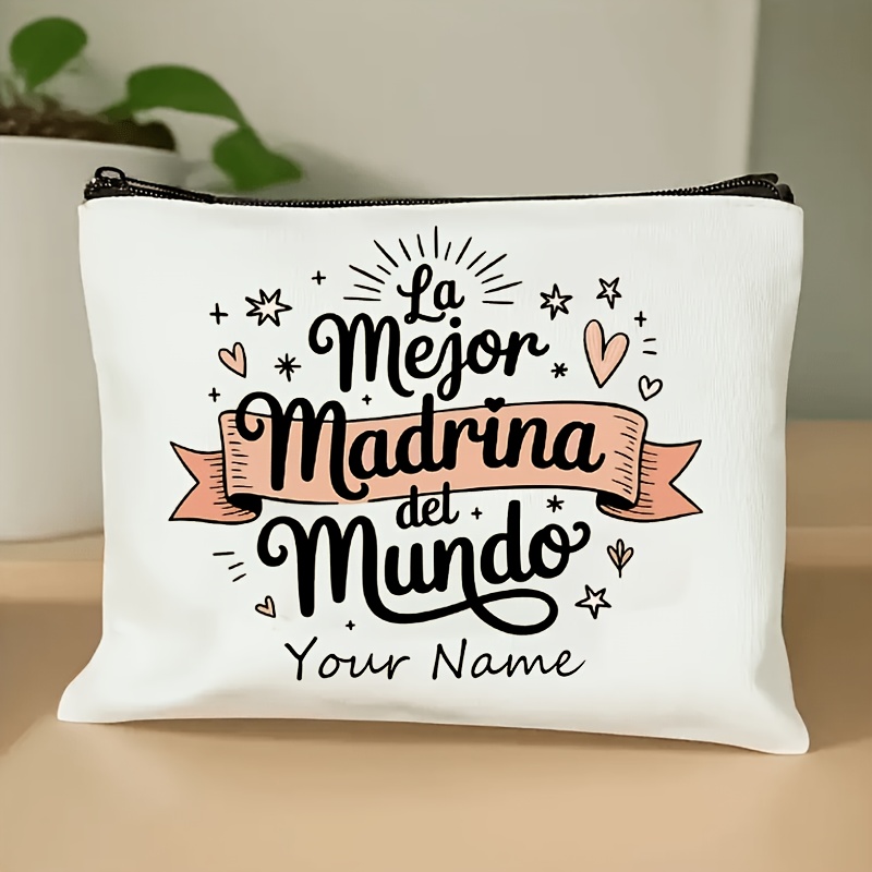 TEMU 1 pieza Bolso de tipo clutch de 1 pieza con temática española "La mejor del mundo" para mujer, regalo personalizado con /texto, neceser