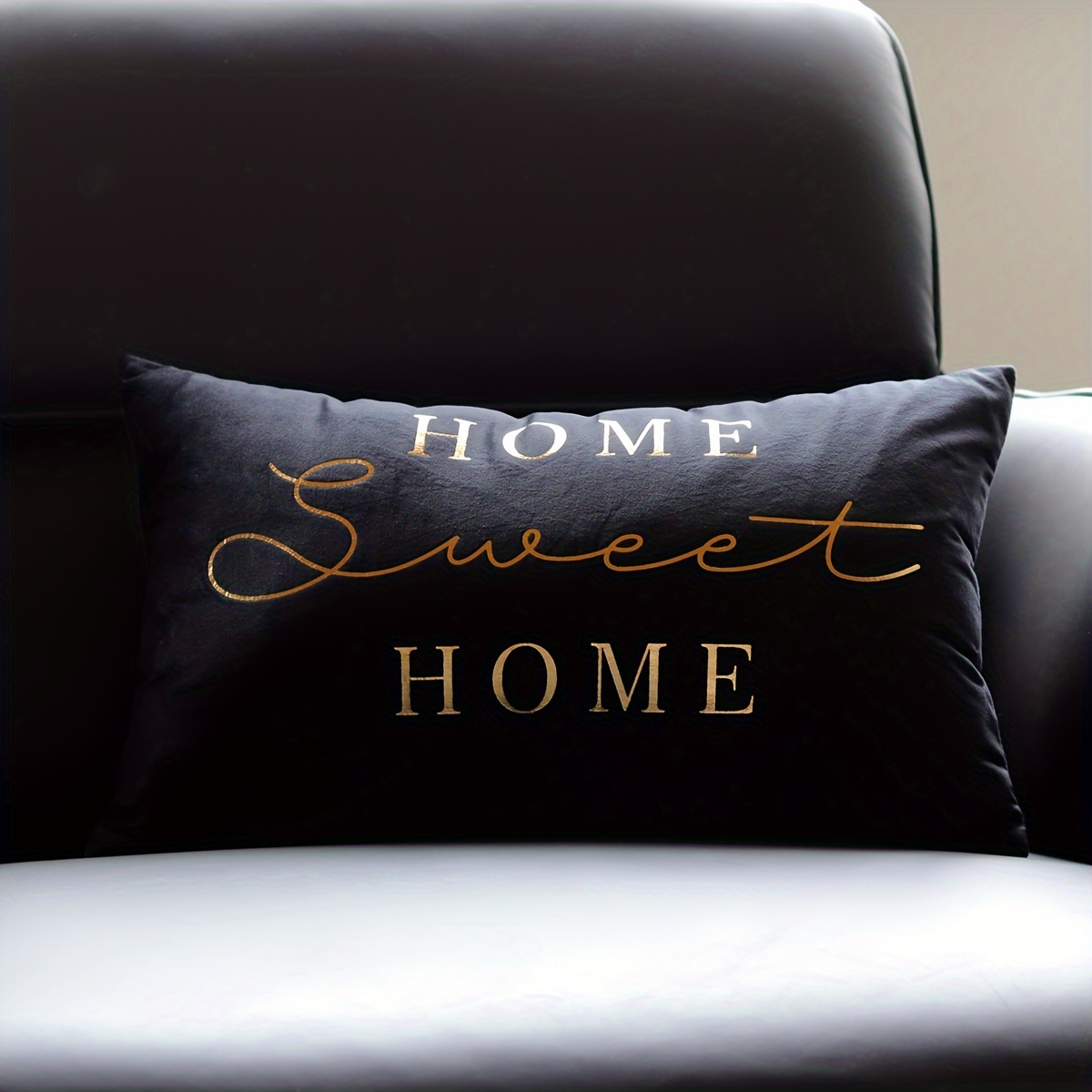 Image of 1pc Throw Pillow Cover Golden Sunshine Pattern Modern Decorative Pillow Shams Sweet Home Bronzing Flannelette Cover For Bedroom Sofa Car