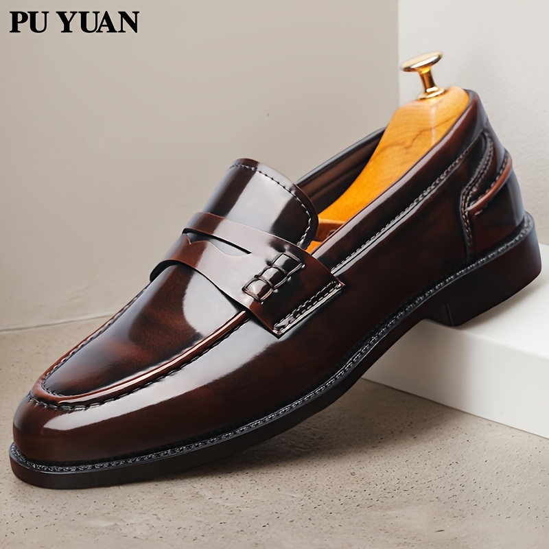 zapatos de negocios informales de talla   para hombre - zapatos de vestir sin cordones con punta, parte   de   y   de goma para  , viajes, senderismo - comodidad para    , zapatos versátiles | estilo de negocios informales |   de goma  , zapatos elegantes 3
