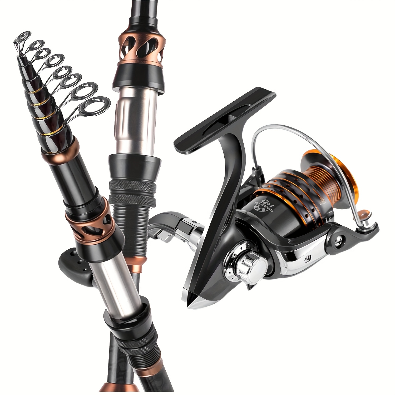 Telescopic Fishing Rod And Reel Combo, 5.2:1 Gear Ratio 3000 Spinning Reel,  Fishing Gear Set, Travel Fishing Pole Kit, Suitable for * *