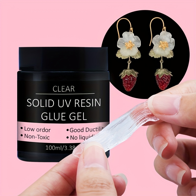 

Diy Craft Clear Solid Uv Resin Gel, 100ml/3.38oz, Non-toxic Low Odor, Easy To Use, For Diy Jewelry Making