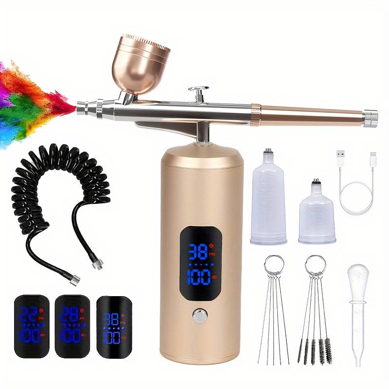 Kit d'aérographe avec compresseur d'aérographe rechargeable sans fil – 30 PSI haute pression sans fil pour maquillage, peinture de modèle, nail art, décoration de gâteau (rose Kit d'aérographe avec compresseur d'aérographe rechargeable sans fil – 30 PSI haute pression sans fil pour maquillage, peinture de modèle, nail art, décoration de gâteau (rose