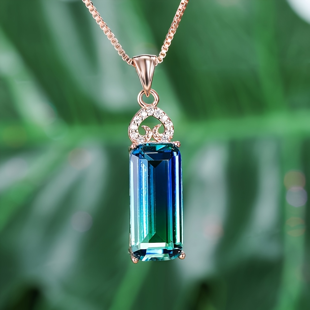 

Women's Rectangular Necklace With Cute Bride With Zirconia Engagement Gift