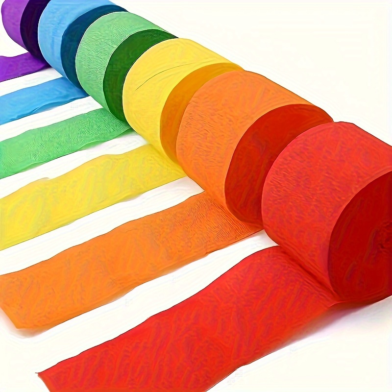 

6pcs Vibrant Crepe Paper Ribbons In Assorted Colors, 394" Each - Rainbow Parties, Holiday Decor, Birthdays, Weddings, Christmas, Halloween, Thanksgiving & Easter Gifts, New Year, Crepe Paper Ribbons