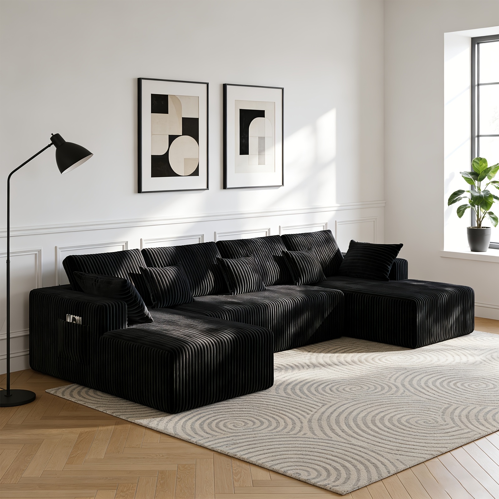 TEMU Canapé Combiné Moderne en Chenille, Canapé Combiné de Compression de U, Style Moderne et Facile, Canapé Multi-Personnes, Canapé de Compression