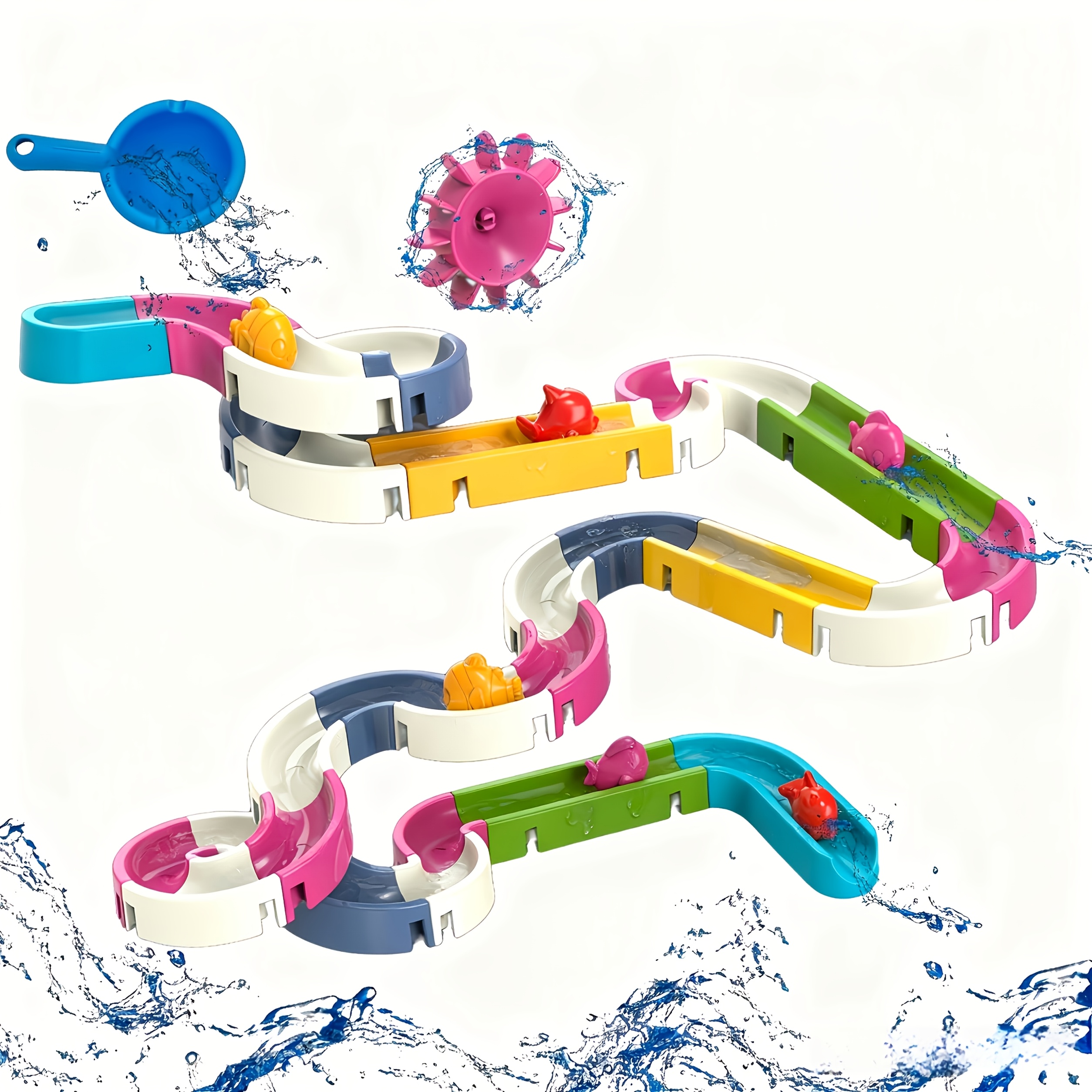 DIY Water Play Toy Set with Slide & Spinning Fish