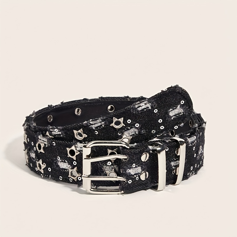 1pc Punk Style Star Double-breasted Belt, Korean Version Jeans, Fashionable Decorative Pants Belt, Corns Belt