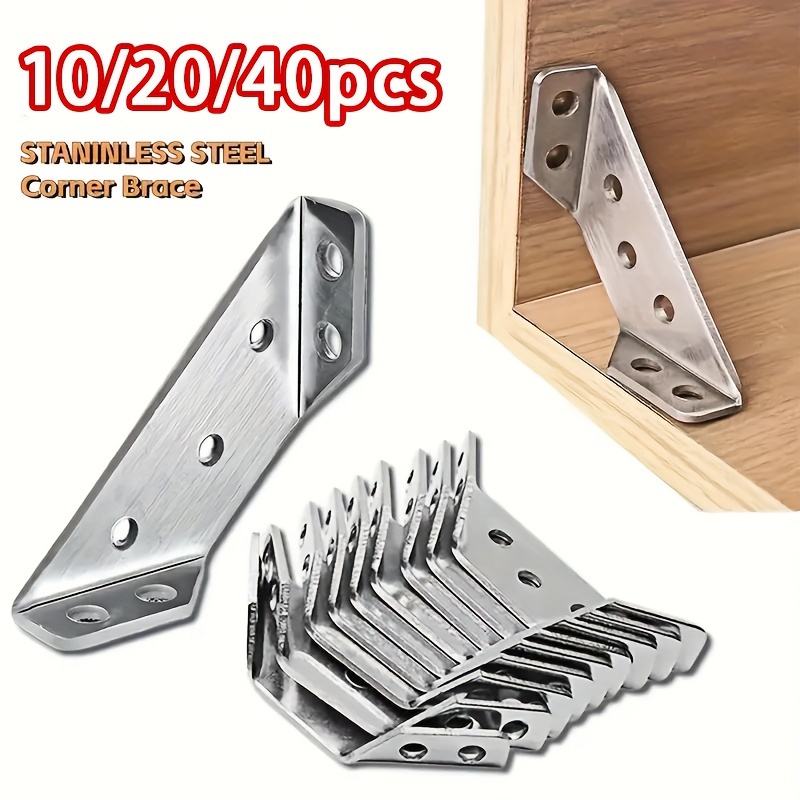 

10/20/40pcs - Stainless Steel Set, 90- Connectors For Furniture & Wood , Metal Braces By Horn