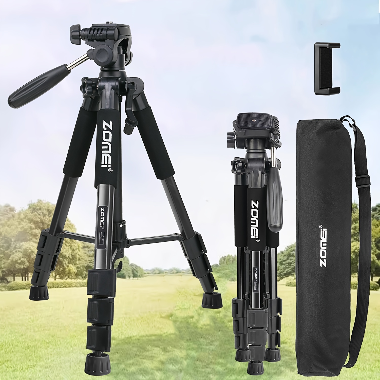 TEMU Aluminum Alloy Camera Tripod, 55 Inch Camera Tripod, Tripod For Video And Photo Recording, Slr Camera, Mobile Phone Projector, Laser Travel Bag