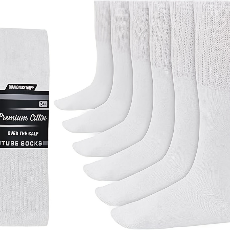 TEMU Men's 6-pair Tube Socks, Diabetic Socks For Man, High-quality Cushioning Cotton, Above The Calf, Socks, Suitable For Large Sizes And Tall Men