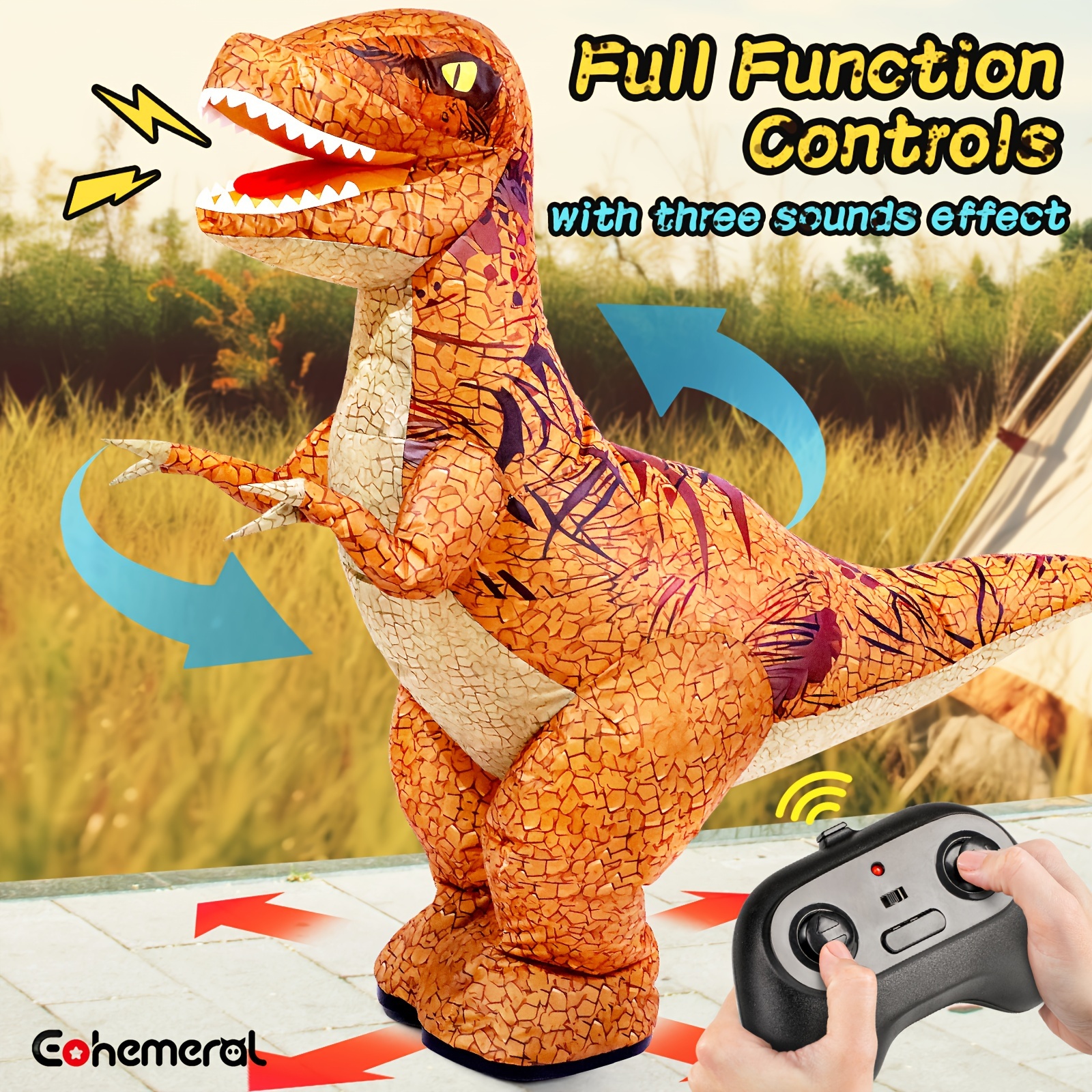 

Eohemeral, Remote Control Inflatable Dinosaur Toy, Simulated Set, Can Move , , , Party Interactive Props, Halloween Gift, Christmas Gift, Birthday Gift