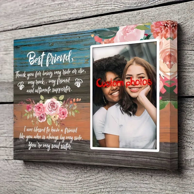 

Custom Best Friend Canvas Art With Wooden Frame - Personalized Wall Decor, Perfect Gift For Her, Decoration, 11.8x15.7 Inches, Room Decor