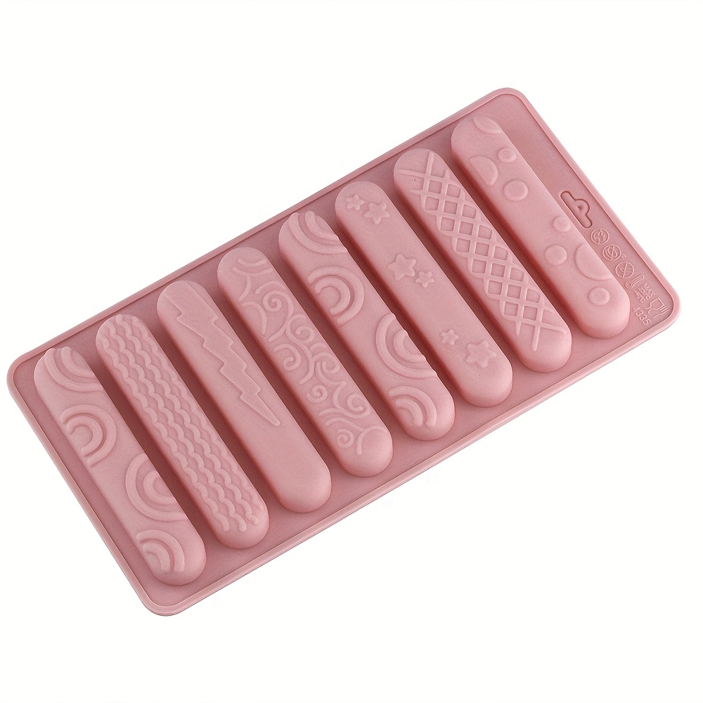 8- Textured Long Bar Shaped Silicone Mold Cake Energy Bar Dubai Chocolate Mold 1pc