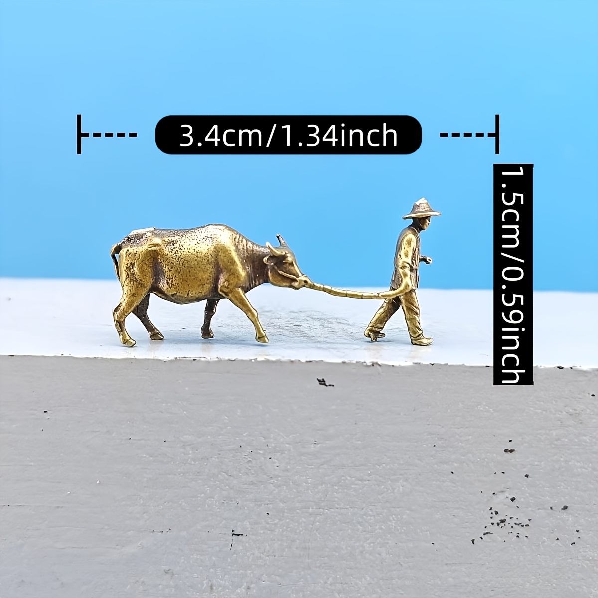 TEMU Figurine de décoration micro paysage pour table de sable Bonsaï en laiton vintage rustique, modèle micro nostalgique d'un ancien conduisant un