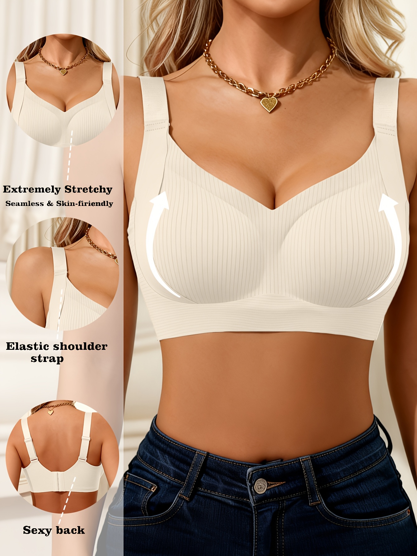 Women's 4pc Wire-Free Bralette Set, Full-Coverage Push-Up