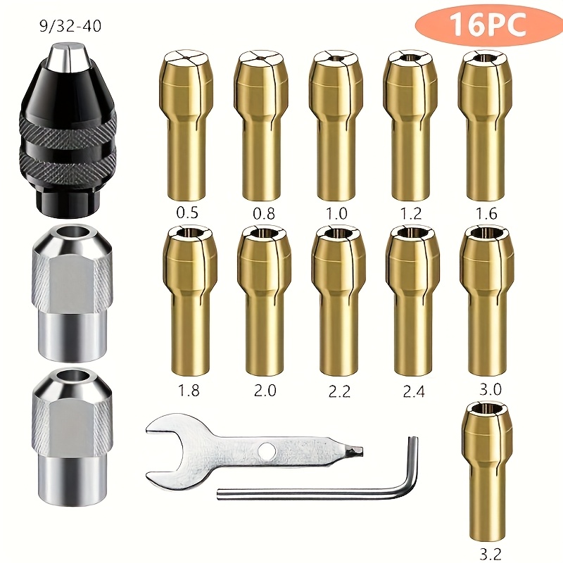 16pcs Household Portable Rotary Tool Kit, Drill Bit Adapter Kit, Brass And Metal Nut, Which Can Improve And , Suitable For And Gadgets