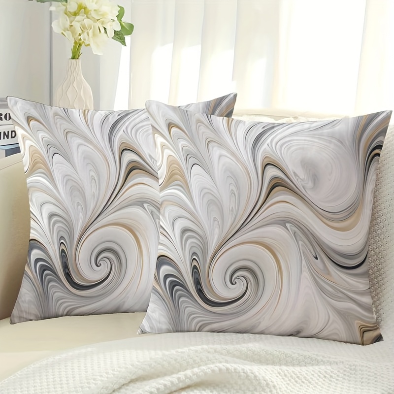 TEMU 2d Flat,2pcs Modern Abstract Cloud Pattern Pillow Covers - Super Soft Short Plush, Zipper Closure, Machine Washable, 16x16 18x18 20x20 Inch,