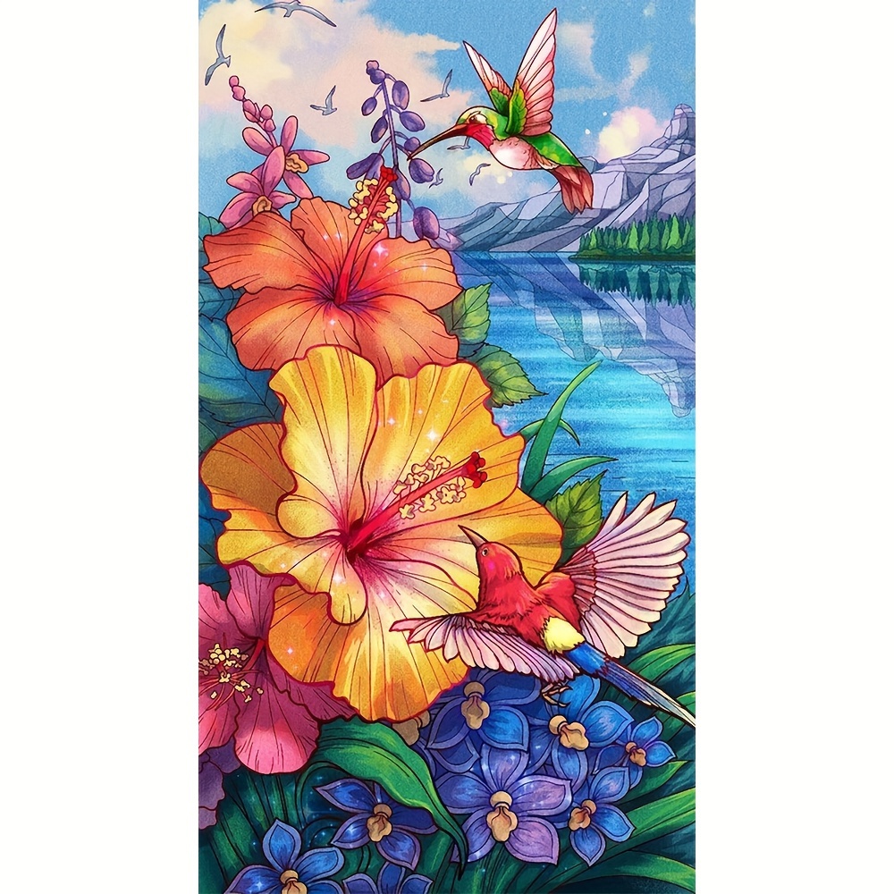 

1pc Large Size 30x50cm/11.8x19.7inch Without Frame Diy 5d Diamond Art Painting Birds And Flowers, Full Rhinestone Painting, Diamond Art Embroidery Kits, Handmade Home Room Office Wall Decor