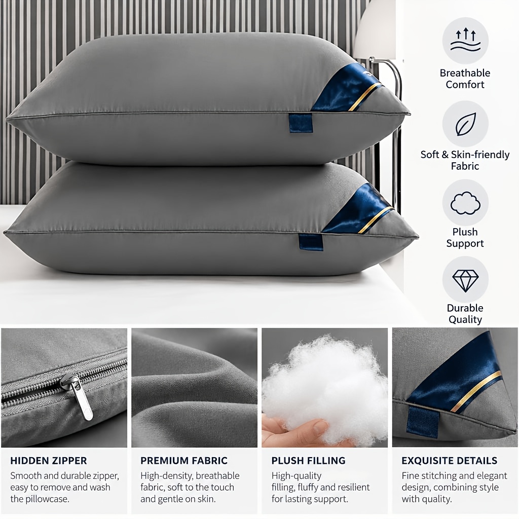 TEMU 2 pezzi 4 pezzi Cuscini Extra Large per Hotel - Supporto per il per un Sonno , Morbidi e Confortevoli, Nucleo del Cuscino per Dormire, Assorbi