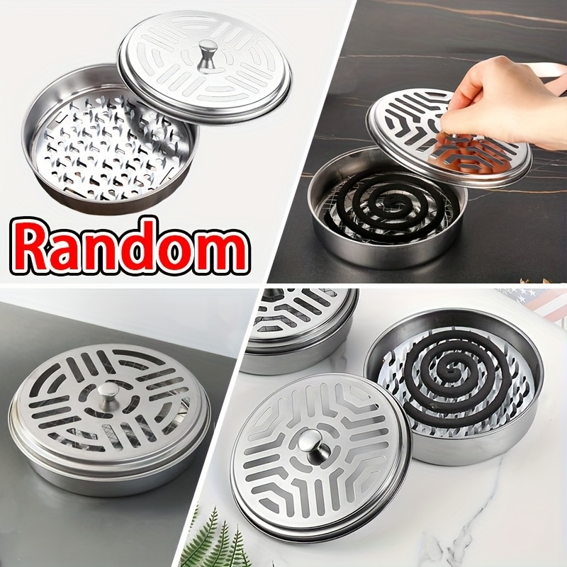 Stainless Steel Portable Incense Holder With Lid - Silent, Decorative, No Electricity Needed, Hexagonal Design, Random Style, Essential Summer Tool For Home And Outdoor Use