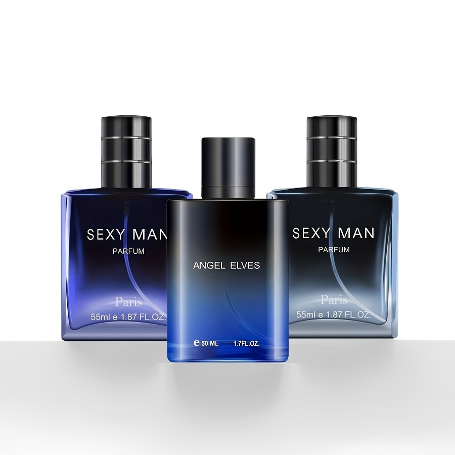 3pcs Men's Ocean Scent Perfume Set. Fresh And Light Fragrance With Long-lasting Effect. Elegant Blue Bottles, Suitable For Daily Use, Dating, Personal Use And Holiday Gifts.